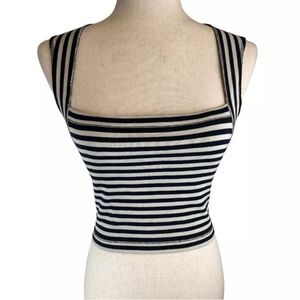 L’AGENCE Striped Square Neckline Crop Top Sz 2